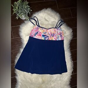 Sonnet Shores floral and Navy blue swim dress sz 20W